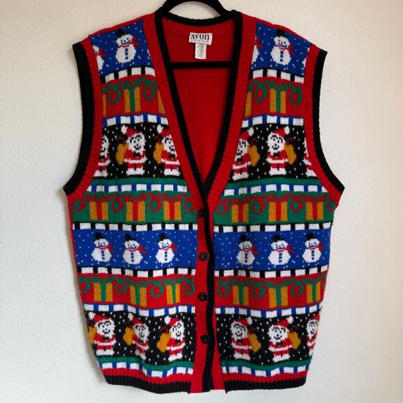 Avon Jackets & Blazers - Vintage 1980s Avon Knit Christmas Sweater Vest 2X/3X Plus Size